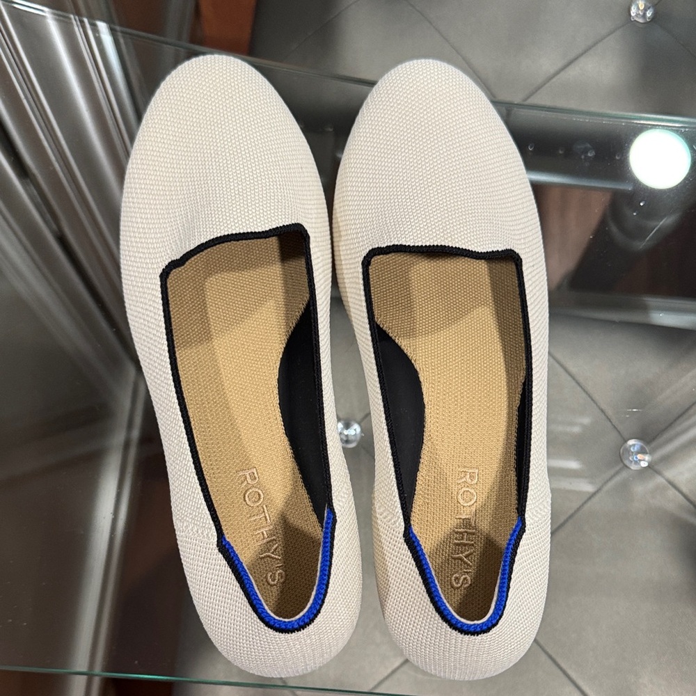 Rothy's Women's Cream and Blue Flats